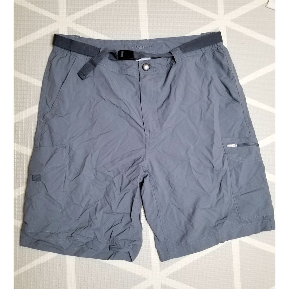 Columbia Mens 36 Grey Cargo Shorts Belted Omni Shade Fishing Hiking Golf Ripstop